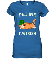 Pet Me I'm Irish Funny Cat Lover St. Patrick's Day Women's V-Neck T-Shirt Women's V-Neck T-Shirt - FordPhuMy