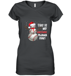 Baseball Snowman Christmas This is my Christmas Pajama Women's V-Neck T-Shirt