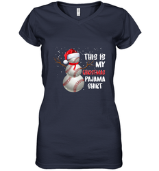 Baseball Snowman Christmas This is my Christmas Pajama Women's V-Neck T-Shirt