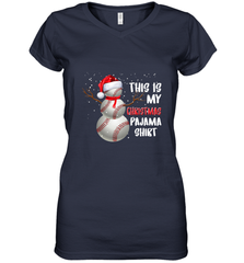 Baseball Snowman Christmas This is my Christmas Pajama Women's V-Neck T-Shirt Women's V-Neck T-Shirt - FordPhuMy