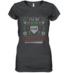 Premium Baseball Ugly Christmas Sweater Pattern Women's V-Neck T-Shirt Women's V-Neck T-Shirt - FordPhuMy