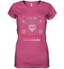 Premium Baseball Ugly Christmas Sweater Pattern Women's V-Neck T-Shirt Women's V-Neck T-Shirt - FordPhuMy