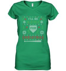 Premium Baseball Ugly Christmas Sweater Pattern Women's V-Neck T-Shirt Women's V-Neck T-Shirt - FordPhuMy