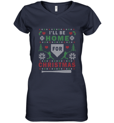 Premium Baseball Ugly Christmas Sweater Pattern Women's V-Neck T-Shirt Women's V-Neck T-Shirt - FordPhuMy