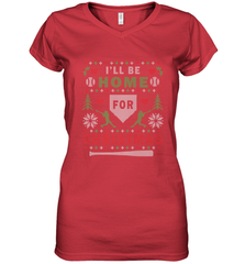 Premium Baseball Ugly Christmas Sweater Pattern Women's V-Neck T-Shirt Women's V-Neck T-Shirt - FordPhuMy