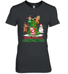 Dabbing Around Christmas Tree Baseball Snowman Santa Women's Premium T-Shirt