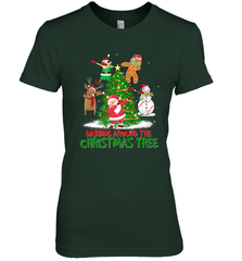 Dabbing Around Christmas Tree Baseball Snowman Santa Women's Premium T-Shirt Women's Premium T-Shirt - FordPhuMy