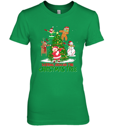 Dabbing Around Christmas Tree Baseball Snowman Santa Women's Premium T-Shirt