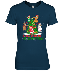Dabbing Around Christmas Tree Baseball Snowman Santa Women's Premium T-Shirt Women's Premium T-Shirt - FordPhuMy