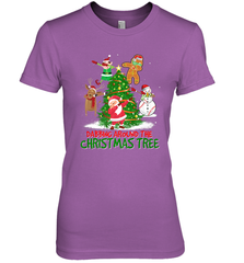 Dabbing Around Christmas Tree Baseball Snowman Santa Women's Premium T-Shirt Women's Premium T-Shirt - FordPhuMy
