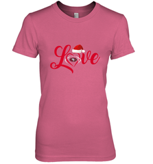 NFL San Francisco 49ers Logo Christmas Santa Hat Love Heart Football Team Women's Premium T-Shirt Women's Premium T-Shirt - FordPhuMy