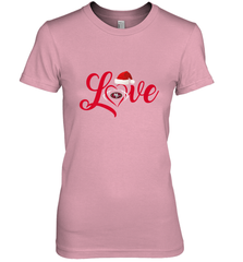 NFL San Francisco 49ers Logo Christmas Santa Hat Love Heart Football Team Women's Premium T-Shirt Women's Premium T-Shirt - FordPhuMy