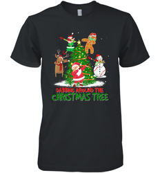 Dabbing Around Christmas Tree Baseball Snowman Santa Men's Premium T-Shirt