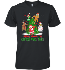 Dabbing Around Christmas Tree Baseball Snowman Santa Men's Premium T-Shirt Men's Premium T-Shirt - FordPhuMy