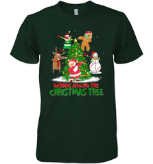 Dabbing Around Christmas Tree Baseball Snowman Santa Men's Premium T-Shirt Men's Premium T-Shirt - FordPhuMy