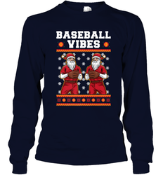 Baseball Vibes Christmas Baseball Player Santa Gift Holiday Long Sleeve T-Shirt