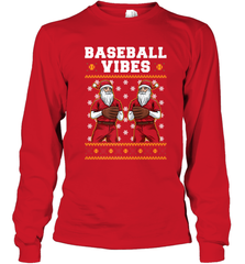 Baseball Vibes Christmas Baseball Player Santa Gift Holiday Long Sleeve T-Shirt Long Sleeve T-Shirt - FordPhuMy