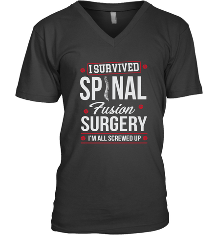 I Survived Spinal Fusion Surgery Men's V-Neck Men's V-Neck / Black / S Men's V-Neck - FordPhuMy
