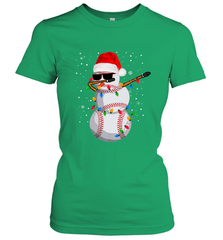 Dabbing Snowman Baseball Christmas Lights Pajama Tee Women's T-Shirt Women's T-Shirt - FordPhuMy