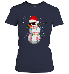 Dabbing Snowman Baseball Christmas Lights Pajama Tee Women's T-Shirt