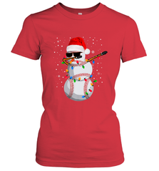 Dabbing Snowman Baseball Christmas Lights Pajama Tee Women's T-Shirt Women's T-Shirt - FordPhuMy
