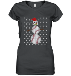 UGLY CHRISTMAS Baseball Snowman Holiday Santa Funny Men Gift Women's V-Neck T-Shirt