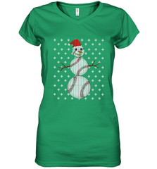 UGLY CHRISTMAS Baseball Snowman Holiday Santa Funny Men Gift Women's V-Neck T-Shirt Women's V-Neck T-Shirt - FordPhuMy