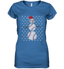 UGLY CHRISTMAS Baseball Snowman Holiday Santa Funny Men Gift Women's V-Neck T-Shirt Women's V-Neck T-Shirt - FordPhuMy