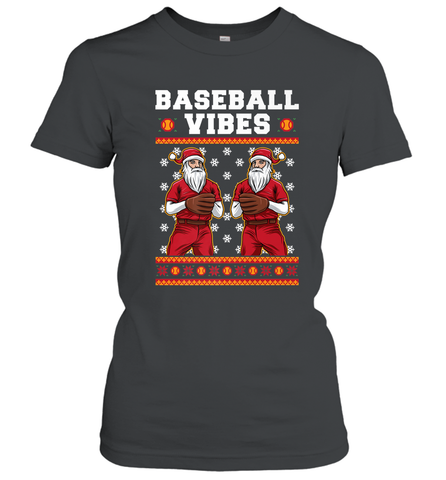 Baseball Vibes Christmas Baseball Player Santa Gift Holiday Women's T-Shirt Women's T-Shirt / Black / S Women's T-Shirt - FordPhuMy