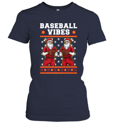 Baseball Vibes Christmas Baseball Player Santa Gift Holiday Women's T-Shirt