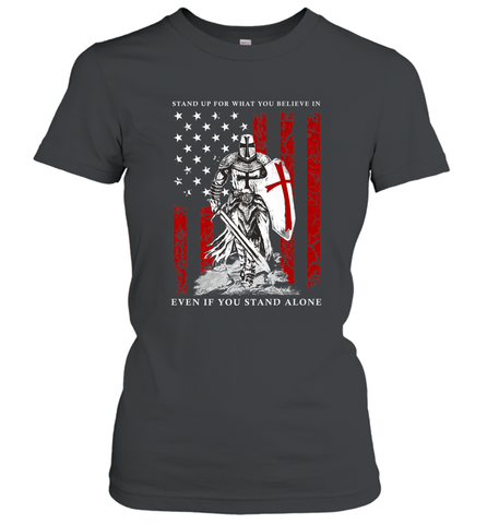 Knight Templar American Flag Women's T-Shirt