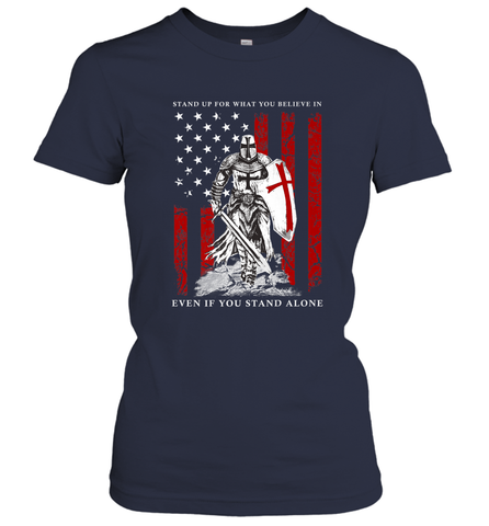 Knight Templar American Flag Women's T-Shirt