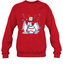 DABBING BASEBALL SNOWMAN _ Christmas Funny Crewneck Sweatshirt Crewneck Sweatshirt - FordPhuMy