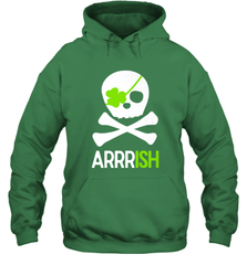 St. Patricks Day Irish Pirate Skull and Cross bones Hooded Sweatshirt Hooded Sweatshirt - FordPhuMy