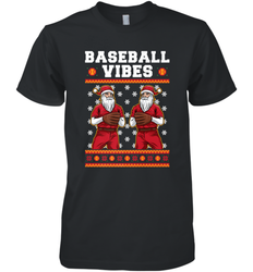 Baseball Vibes Christmas Baseball Player Santa Gift Holiday Men's Premium T-Shirt