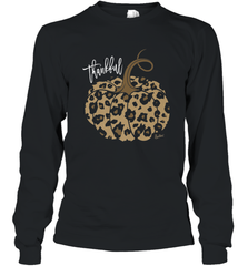 Mens Womens Thankful Pumpkin Fall Leopard Print Long Sleeve T-Shirt Long Sleeve T-Shirt - FordPhuMy