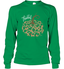 Mens Womens Thankful Pumpkin Fall Leopard Print Long Sleeve T-Shirt Long Sleeve T-Shirt - FordPhuMy