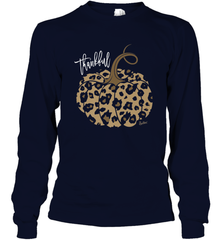 Mens Womens Thankful Pumpkin Fall Leopard Print Long Sleeve T-Shirt Long Sleeve T-Shirt - FordPhuMy
