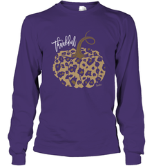 Mens Womens Thankful Pumpkin Fall Leopard Print Long Sleeve T-Shirt Long Sleeve T-Shirt - FordPhuMy