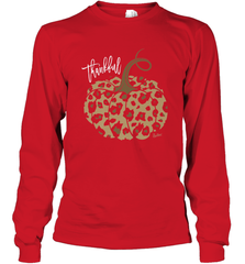 Mens Womens Thankful Pumpkin Fall Leopard Print Long Sleeve T-Shirt Long Sleeve T-Shirt - FordPhuMy
