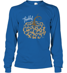 Mens Womens Thankful Pumpkin Fall Leopard Print Long Sleeve T-Shirt Long Sleeve T-Shirt - FordPhuMy