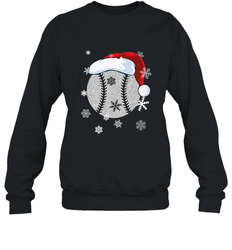 Baseball Ball Christmas Santa Hat Snowflakes Gift  Baseball Crewneck Sweatshirt