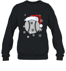 Baseball Ball Christmas Santa Hat Snowflakes Gift  Baseball Crewneck Sweatshirt Crewneck Sweatshirt - FordPhuMy