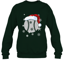 Baseball Ball Christmas Santa Hat Snowflakes Gift  Baseball Crewneck Sweatshirt Crewneck Sweatshirt - FordPhuMy