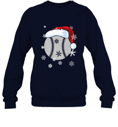 Baseball Ball Christmas Santa Hat Snowflakes Gift  Baseball Crewneck Sweatshirt