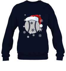 Baseball Ball Christmas Santa Hat Snowflakes Gift  Baseball Crewneck Sweatshirt Crewneck Sweatshirt - FordPhuMy