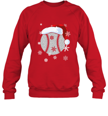 Baseball Ball Christmas Santa Hat Snowflakes Gift  Baseball Crewneck Sweatshirt Crewneck Sweatshirt - FordPhuMy