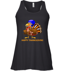 Cool Happy Thanksgiving Football Shirt Gobble Player Turkey Women's Racerback Tank