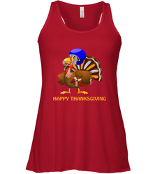 Cool Happy Thanksgiving Football Shirt Gobble Player Turkey Women's Racerback Tank