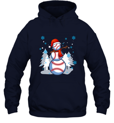 DABBING BASEBALL SNOWMAN _ Christmas Funny Hooded Sweatshirt